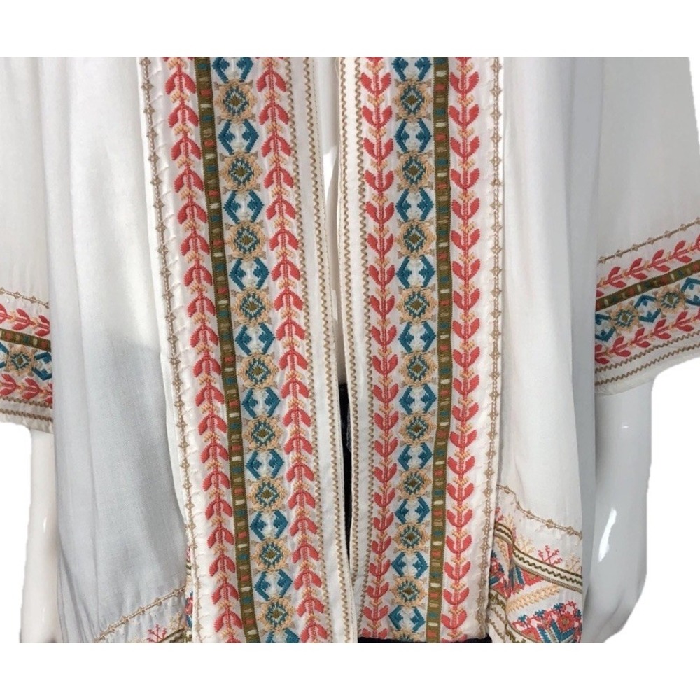 Andree by Unit Embroidered Flyaway Cardigan Sweater Open Front 3/4 Sleeves Sz S - Picture 3 of 11